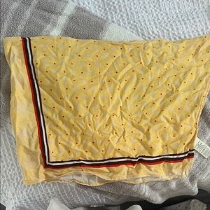 Yellow Polka Dot Scarf with Red and Black Trim